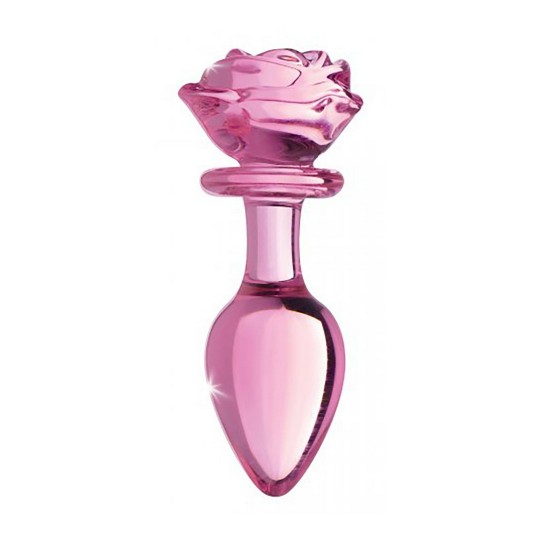 PINK ROSE - GLASS BUTT PLUG - LARGE