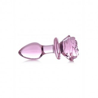 PINK ROSE - GLASS BUTT PLUG - MEDIUM