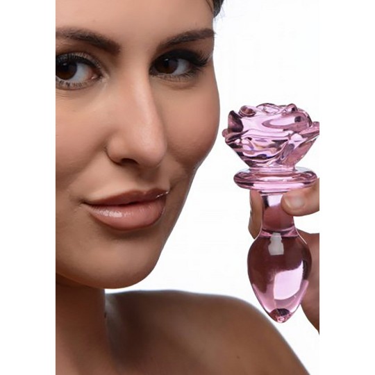 PINK ROSE - GLASS BUTT PLUG - MEDIUM