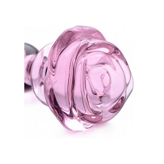 PINK ROSE - GLASS BUTT PLUG - SMALL