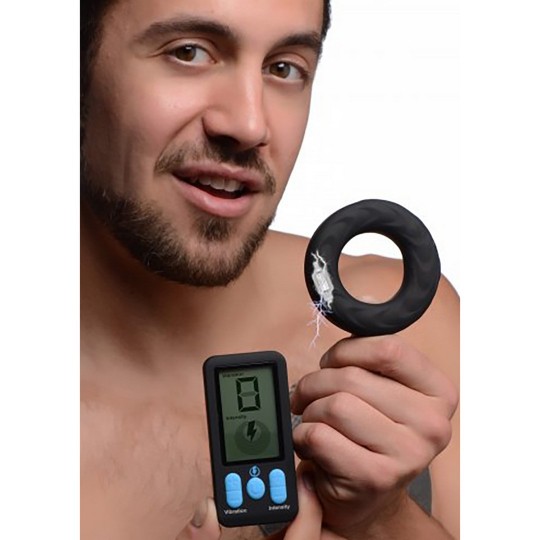 E-STIM PRO - SILICONE VIBRATING COCKRING + REMOTE CONTROL