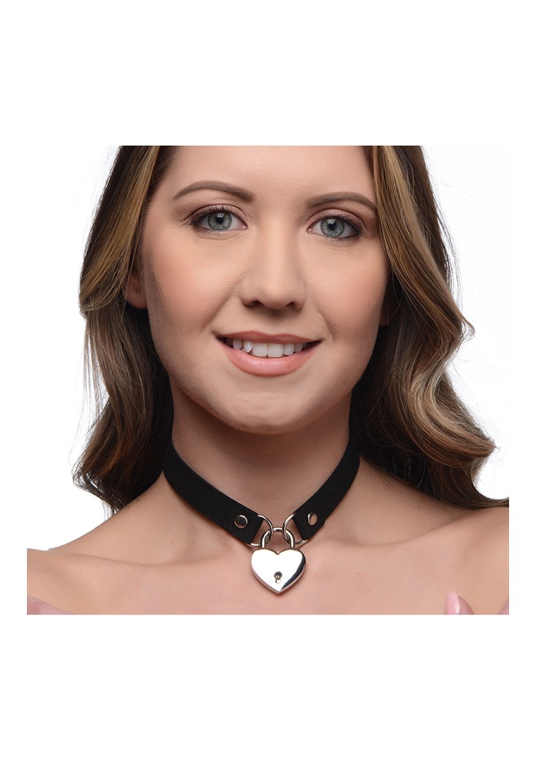 LOCK-IT - CHOKER WITH HEART LOCK AND KEY