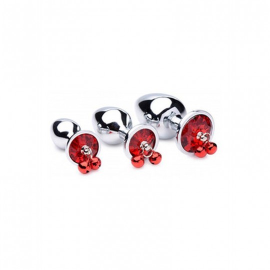 RED GEM - BUTT PLUG SET WITH BELLS