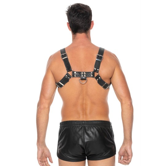 BULLDOG LEATHER CHEST HARNESS - S/M