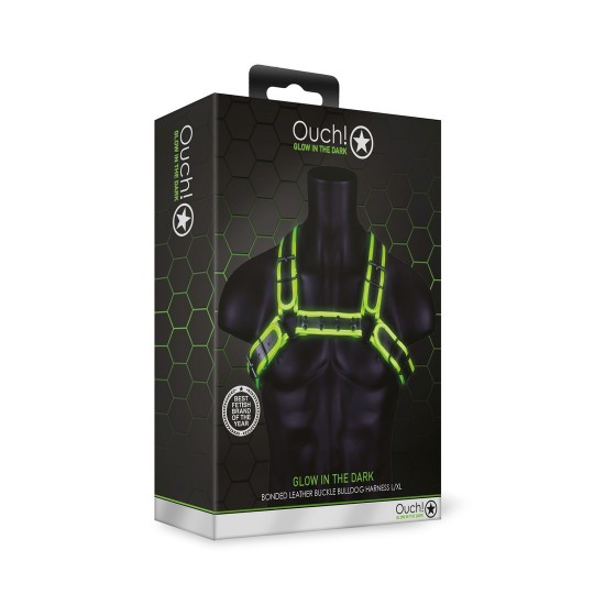 BULLDOG HARNESS WITH BUCKLE - GLOW IN THE DARK - L/XL