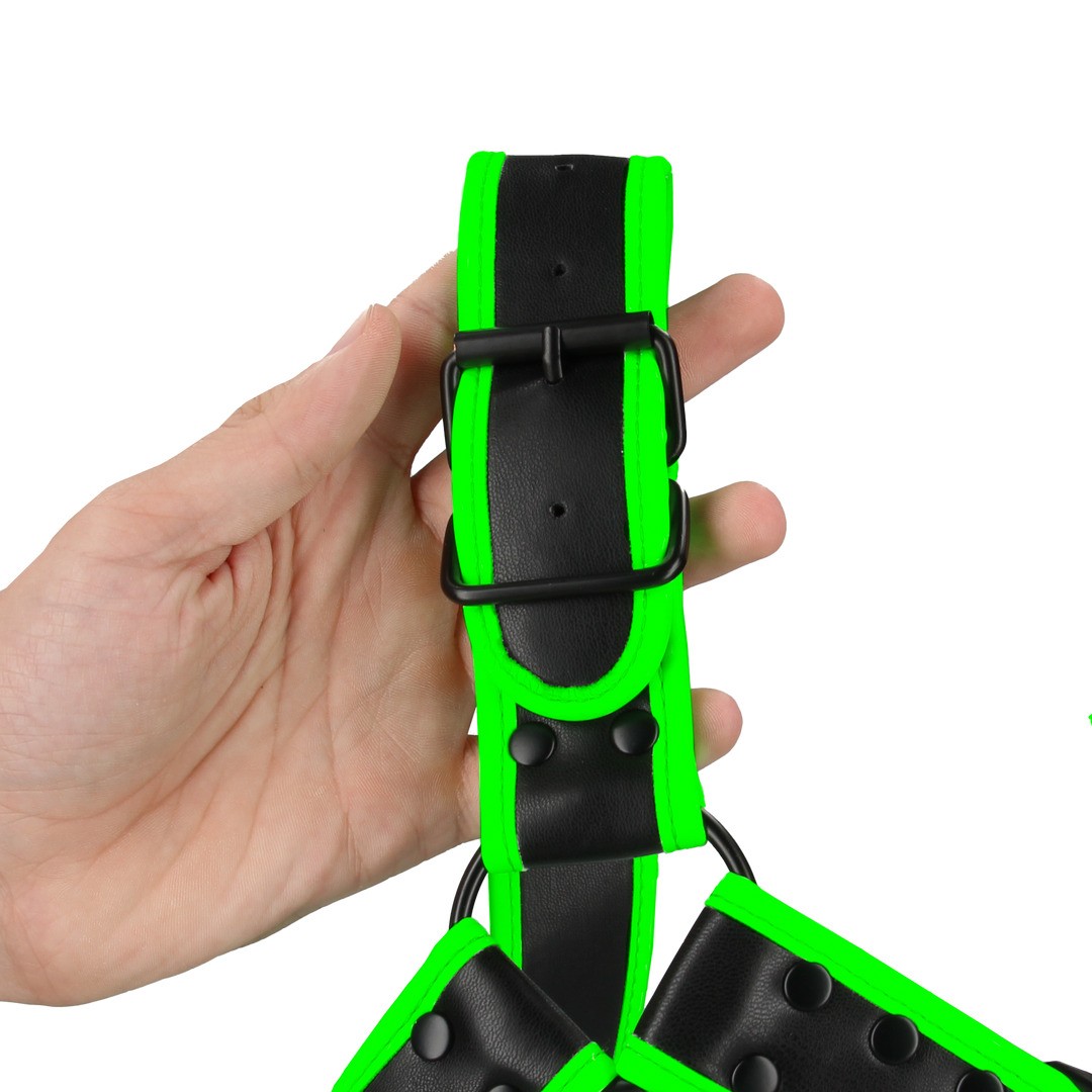 BULLDOG HARNESS WITH BUCKLE - GLOW IN THE DARK - L/XL