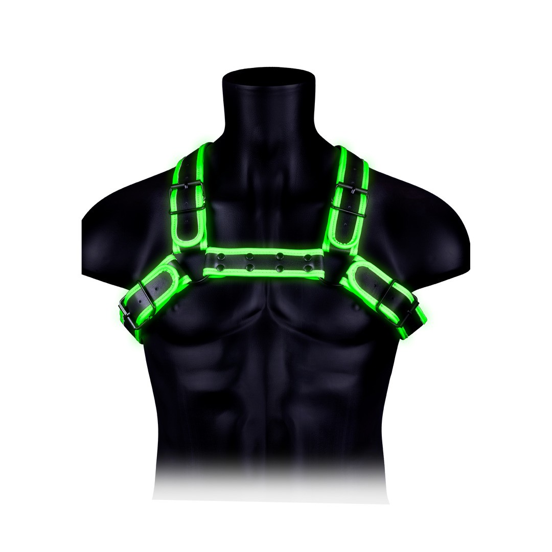 BULLDOG HARNESS WITH BUCKLE - GLOW IN THE DARK - S/M