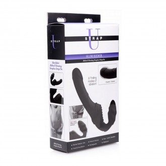 SLIM RIDER - RIBBED VIBRATING STRAPLESS STRAP-ON