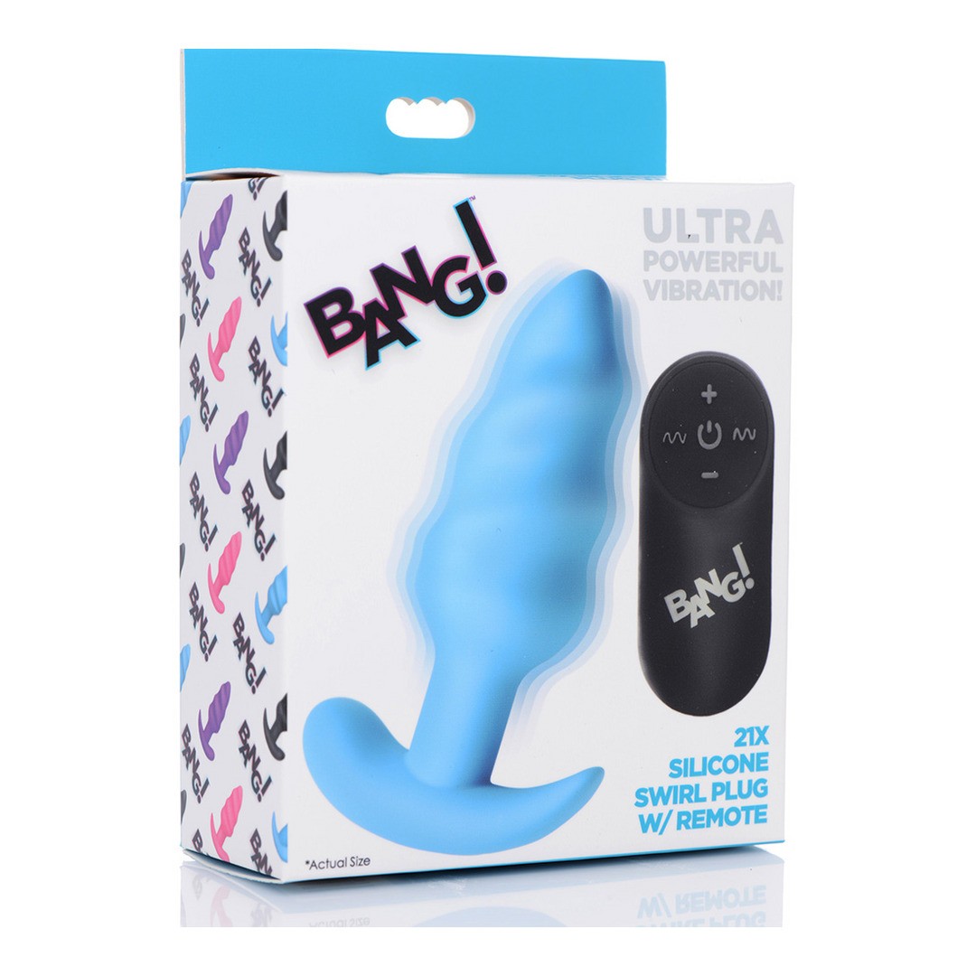 VIBRATING SILICONE SWIRL BUTT PLUG WITH REMOTE CONTROL