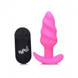 VIBRATING SILICONE SWIRL BUTT PLUG WITH REMOTE CONTROL