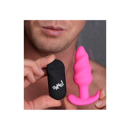 VIBRATING SILICONE SWIRL BUTT PLUG WITH REMOTE CONTROL