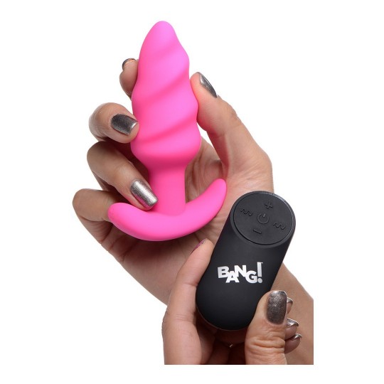 VIBRATING SILICONE SWIRL BUTT PLUG WITH REMOTE CONTROL