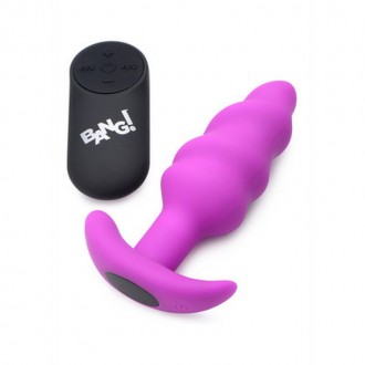 VIBRATING SILICONE SWIRL BUTT PLUG WITH REMOTE CONTROL