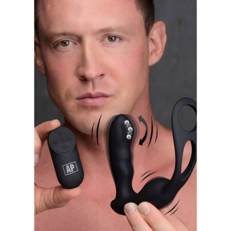 MILKING AND VIBRATING PROSTATE MASSAGER + HARNESS WITH 7 SPEEDS