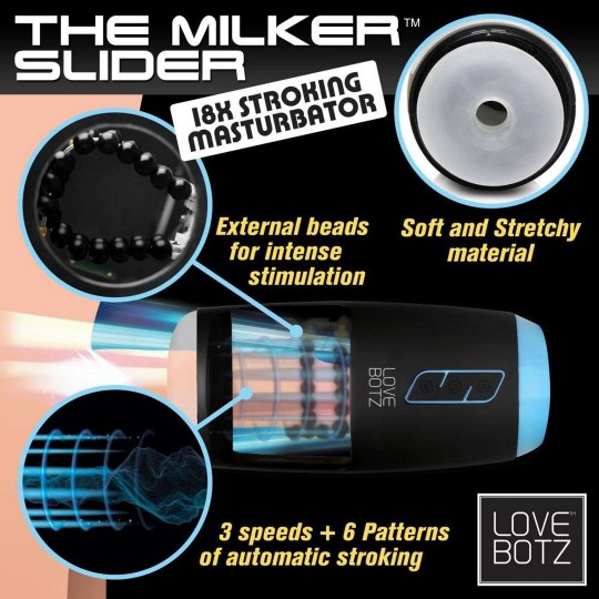 THE MILKER SLIDER STROKING MASTURBATOR - BLACK