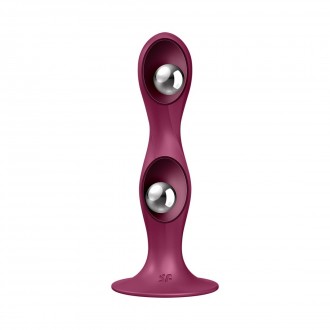 DOUBLE BALL-R - WEIGHTED DILDO - RED