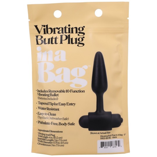 VIBRATING BUTT PLUG - 3 / 8 CM - BLACK