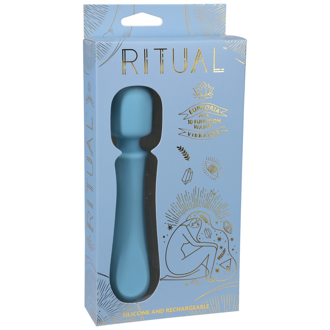 EUPHORIA - RECHARGEABLE SILICONE WAND VIBE - BLUE