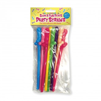 SUPER FUN PENIS - MULTICOLOR PENIS STRAWS - 8 PACK