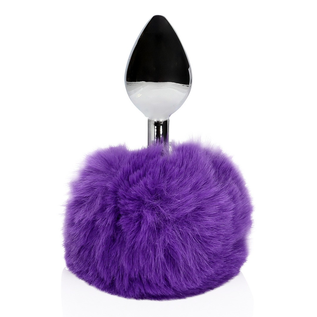 BUNNY TAIL WITH METAL BUTT PLUG - PURPLE