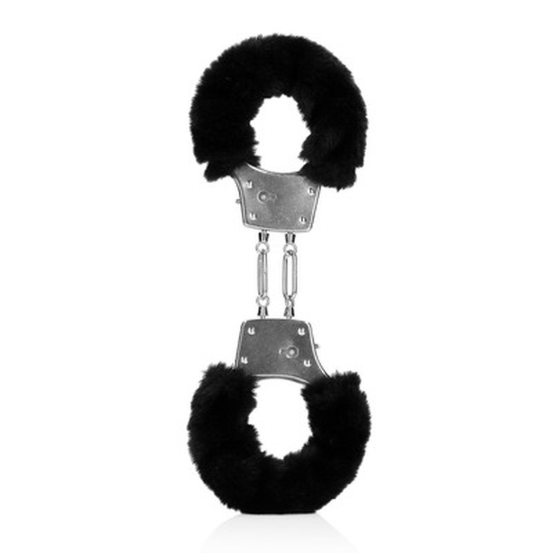 FURRY METAL HAND CUFFS - BLACK