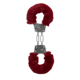 FURRY METAL HAND CUFFS - RED