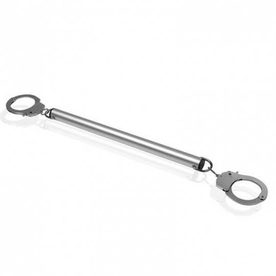 SPREADER BAR WITH HAND OR ANKLE CUFFS - SILVER