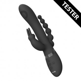 RINI - PULSE WAVE  VIBRATING DOUBLE PENETRATION RABBIT - BLACK - TESTER