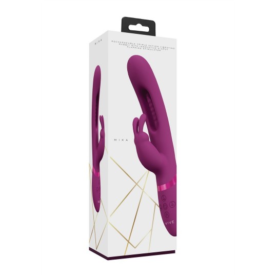 MIKA - TRIPLE MOTOR - VIBRATING RABBIT WITH INNOVATIVE G-SPOT FLAPPING STIMULATOR - PINK