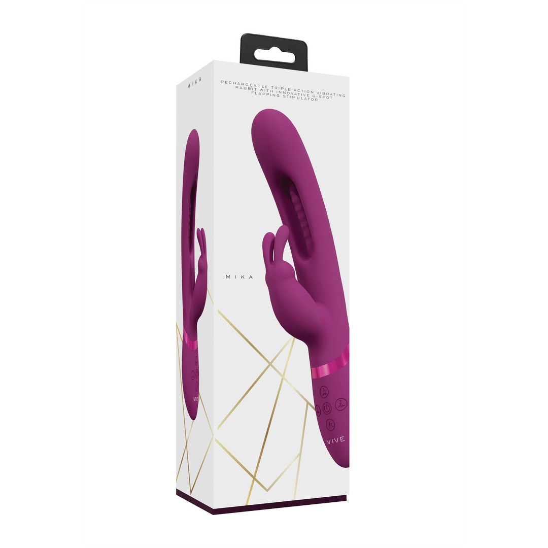 MIKA - TRIPLE MOTOR - VIBRATING RABBIT WITH INNOVATIVE G-SPOT FLAPPING STIMULATOR - PINK