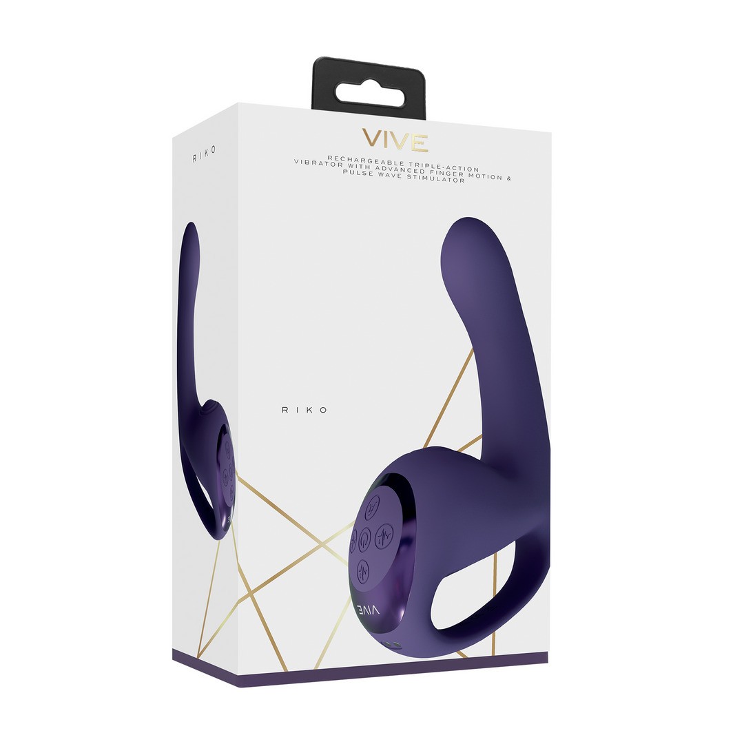 RIKO - TRIPLE MOTOR THUMPER WITH ADVANCED FINGER MOTION  PULSE WAVE STIMULATOR - PURPLE