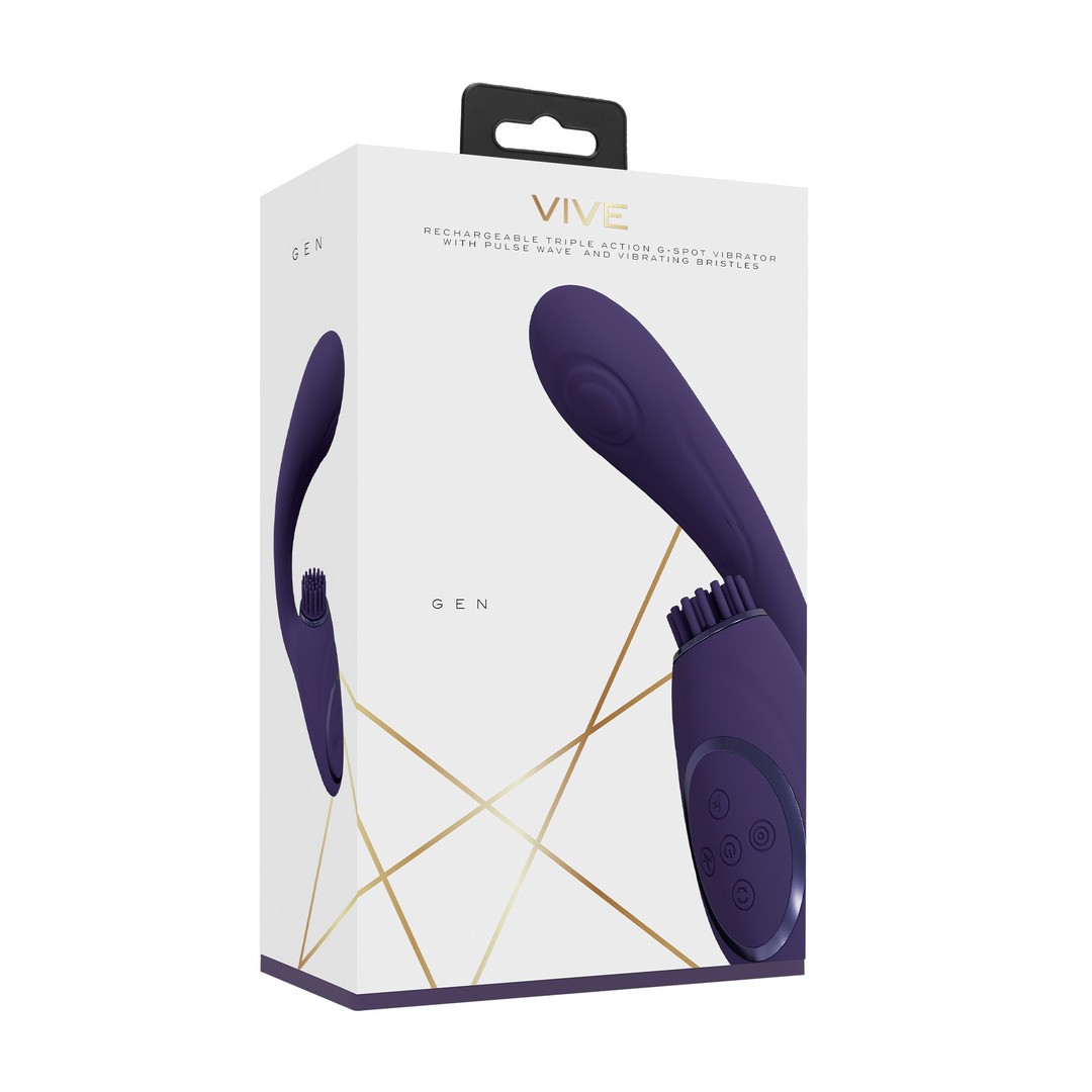 GEN - TRIPLE MOTOR G-SPOT VIBRATOR WITH PULSE WAVE AND VIBRATING BRISTLES - PURPLE