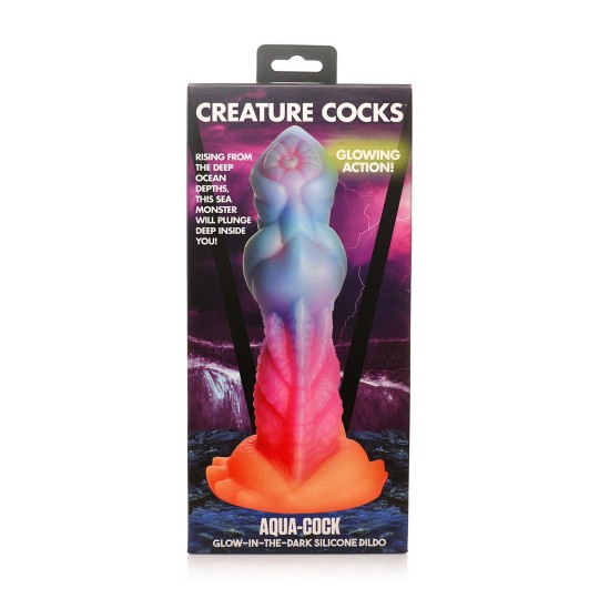 AQUA COCK - GLOW-IN-THE-DARK SILICONE DILDO