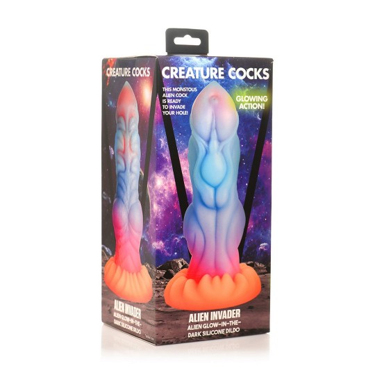 ALIEN INVADER - ALIEN GLOW-IN-THE-DARK SILICONE DILDO