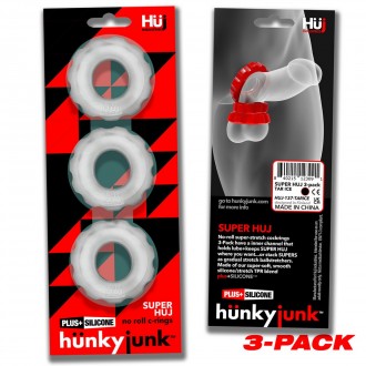 SUPER HUJ - 3-PACK STRETCHY COCKRINGS - CLEAR ICE