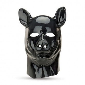 LATEX PIG HOOD - BLACK