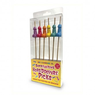 BROCHETTES SUPER FUN PENIS - HOR D'OEUVRE'S PICKS - SET OF 6 LITTLE GENIE PRODUCTIONS