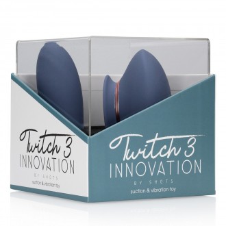 TWITCH 3 - RECHARGEABLE VIBRATOR AND SUCTION - BLUE/GREY