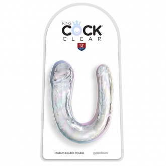 DILDO MEDIUM DOUBLE TROUBLE KING COCK CLEAR 13"