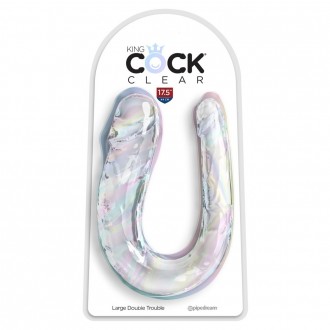 DILDO LARGE DOUBLE TROUBLE KING COCK CLEAR 17,5"