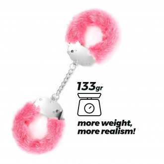 CRUSHIOUS SPANGLE METAL HANDCUFFS WITH PLUSH IN PINK