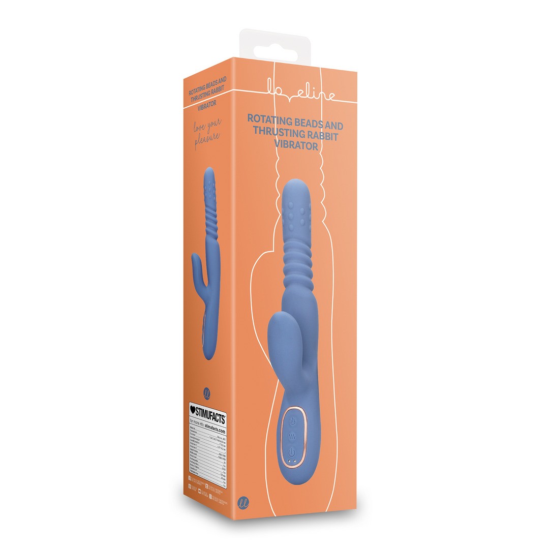 ROTATING BEADS AND THRUSTING RABBIT VIBRATOR - BLUE NOVA