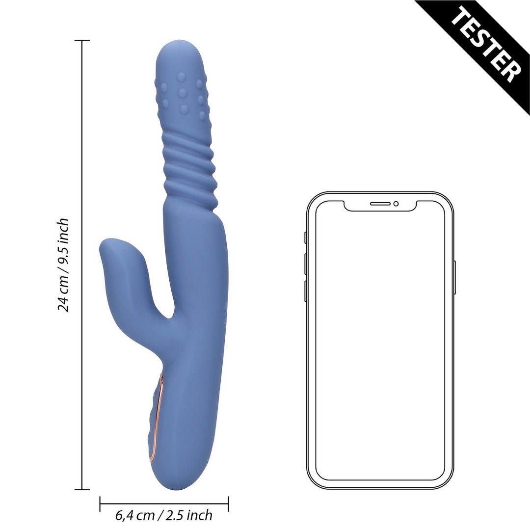 ROTATING BEADS AND THRUSTING RABBIT VIBRATOR - BLUE NOVA - TESTER