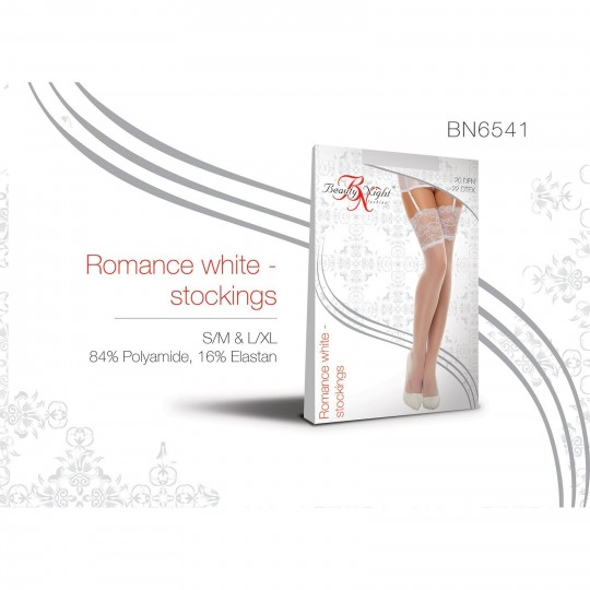 MEIAS DE LIGAS ROMANCE BRANCO BEAUTY NIGHT FASHION