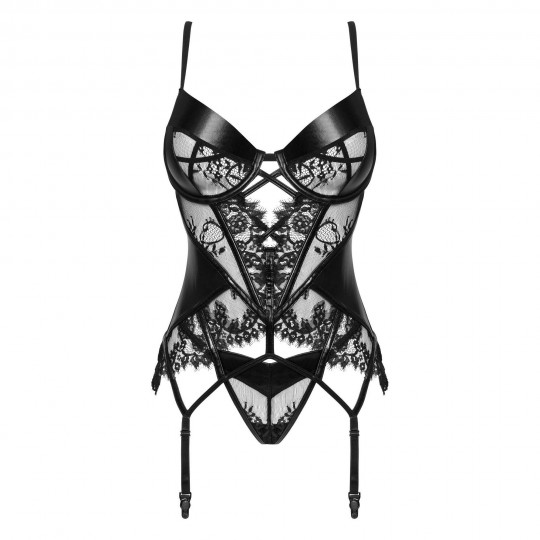 BEAUTY NIGHT FASHION LEONELA CORSET AND THONG BLACK