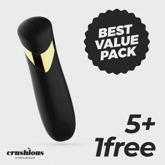 PACK 5 + 1 FREE CRUSHIOUS BLINDERS RECHARGEABLE VIBRATING BULLET BLACK