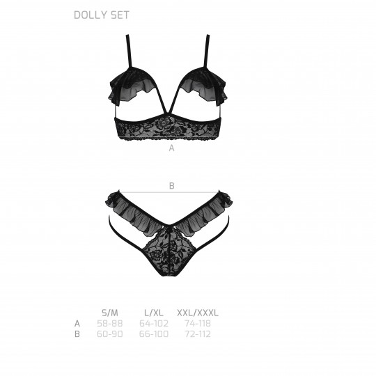 CONJUNTO DE 2 PEÇAS DOLLY PRETO EROTIC LINE TAMANHO QUEEN PASSION