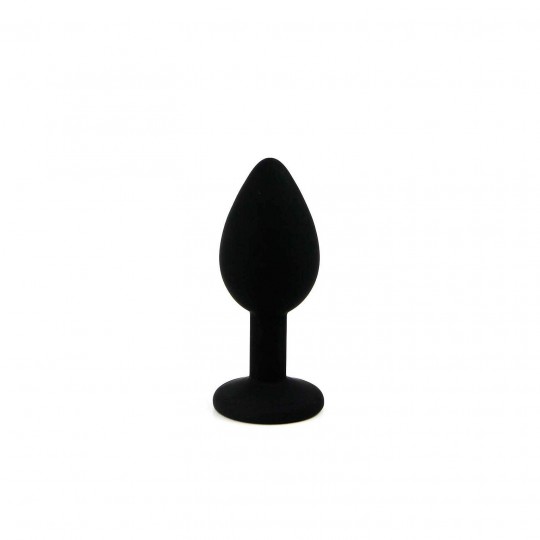 PLUG ANAL DE SILICONE PEQUENO COM JOIA PRETO CANDY LUST