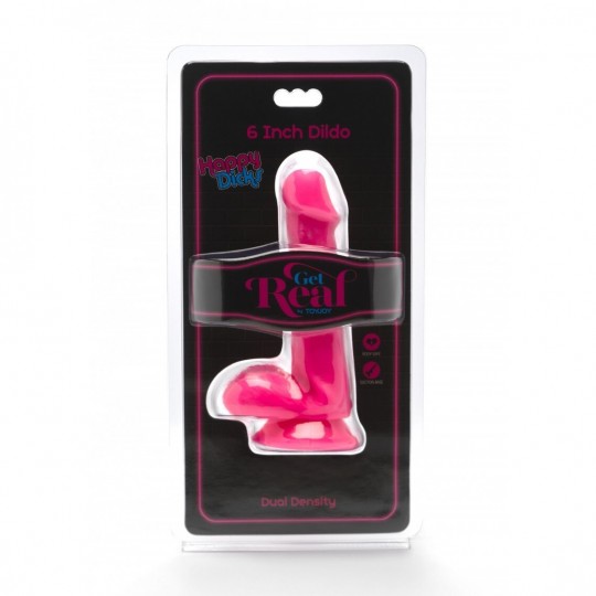 DILDO HAPPY DICKS 6 INCH COM TESTICULOS ROSA GET REAL