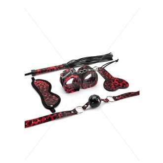 ARGUS TOYS RED LEOPARD BONDAGE SET 5 PIECE